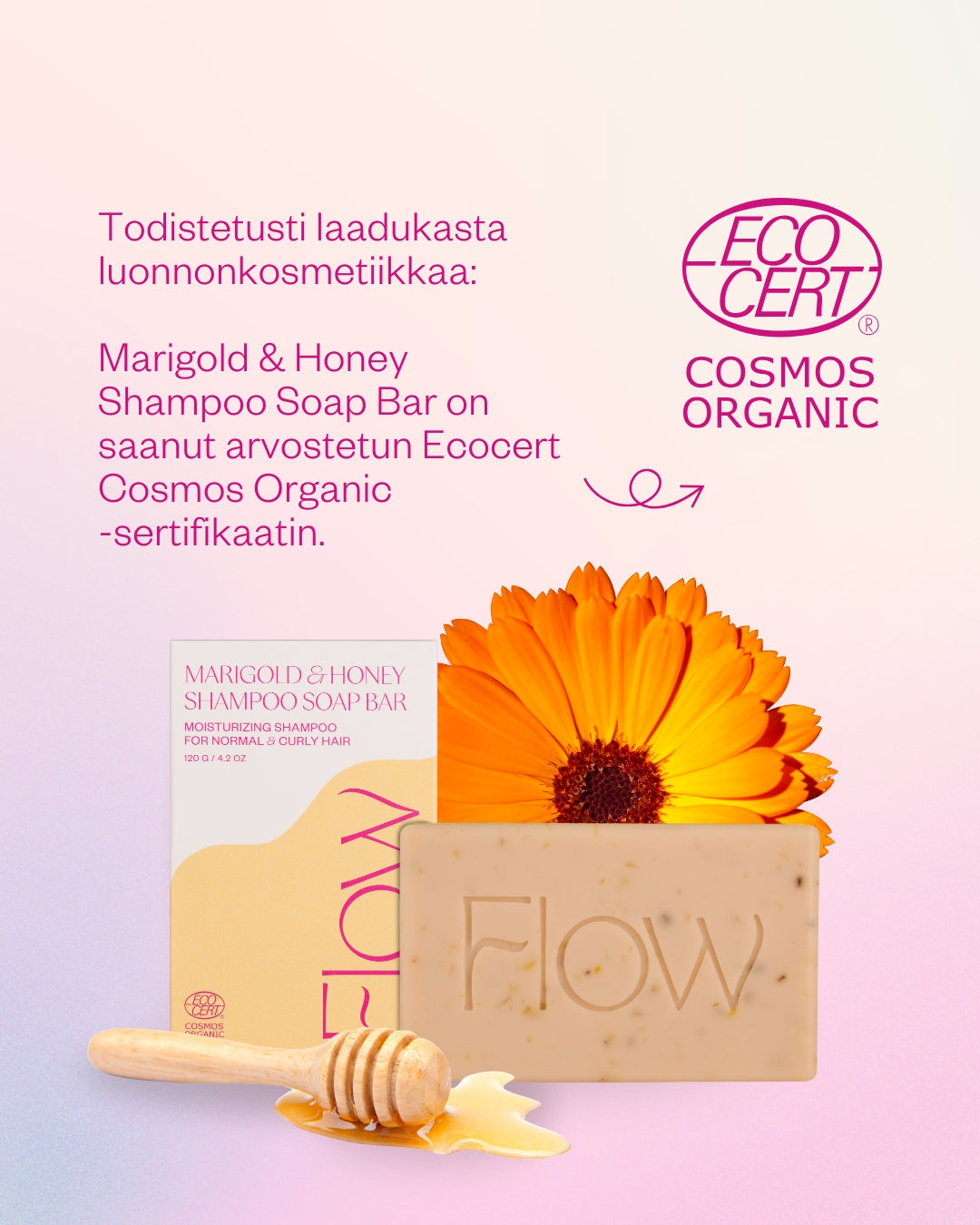 Marigold & Honey Shampoo Soap Bar -palashampoo kuiville ja luonnonkiharoille hiuksille