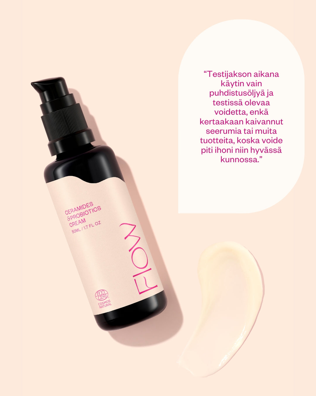 Ceramides & Probiotics Cream Cosmos Natural - korjaava herkän ihon kasvovoide (hajusteeton)