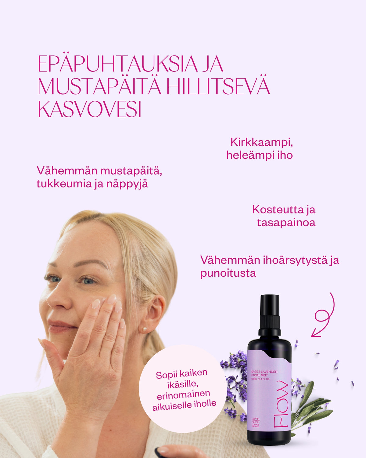 Sage & Lavender Facial Mist - kasvovesi sekaihon haasteisiin