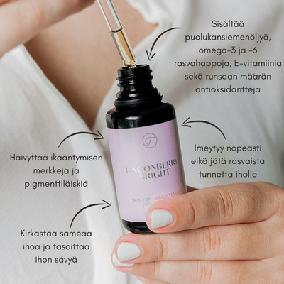 Flow Cosmetics Lingonberry Bright -kuivaöljyseerumi samealle ja liikapigmentoituneelle iholle