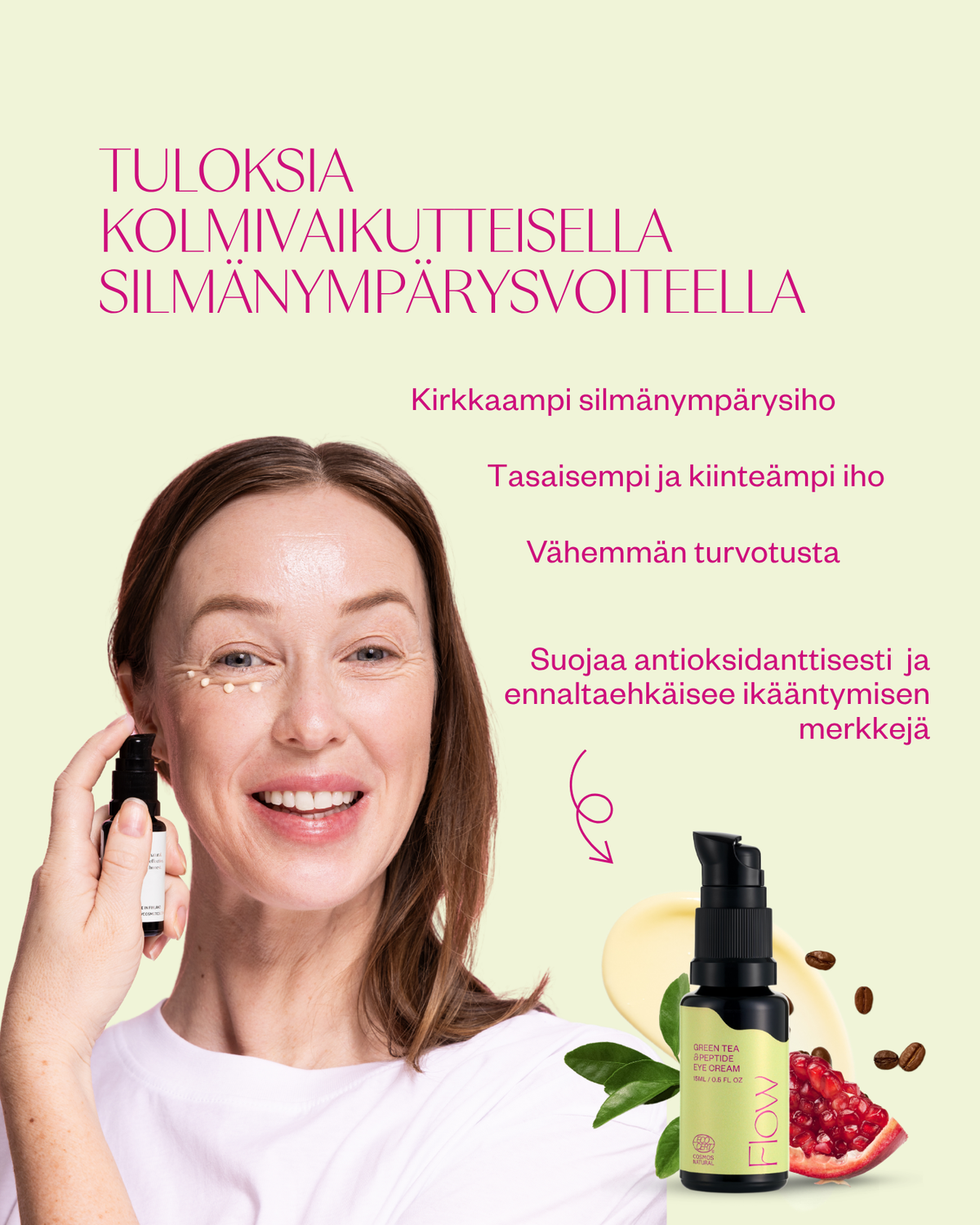 Green Tea & Peptide Eye Cream silmänympärysvoide tummille silmänalusille