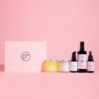Flow Cosmetics ALL YOU NEED MOISTURE KIT: Balm to Milk Cleanser + Strawberry Milk Mask + Hyaluron & Probiotics + Rose Floral Water + Arctic Beauty Oil