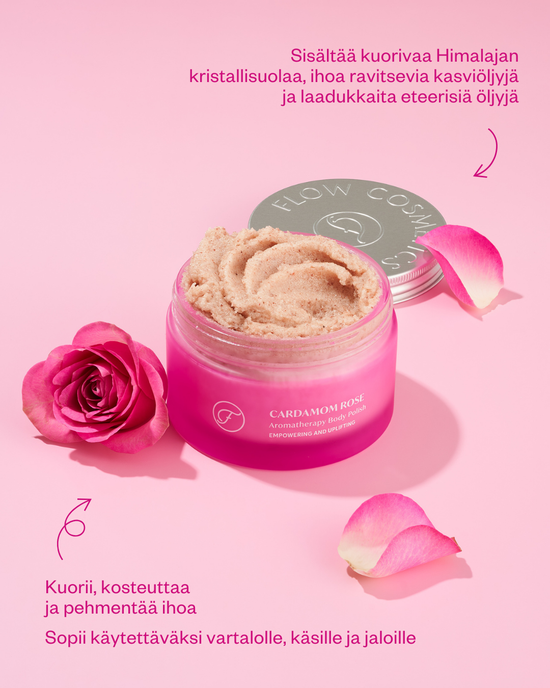 Cardamom Rose -aromaterapeuttinen vartalokuorinta