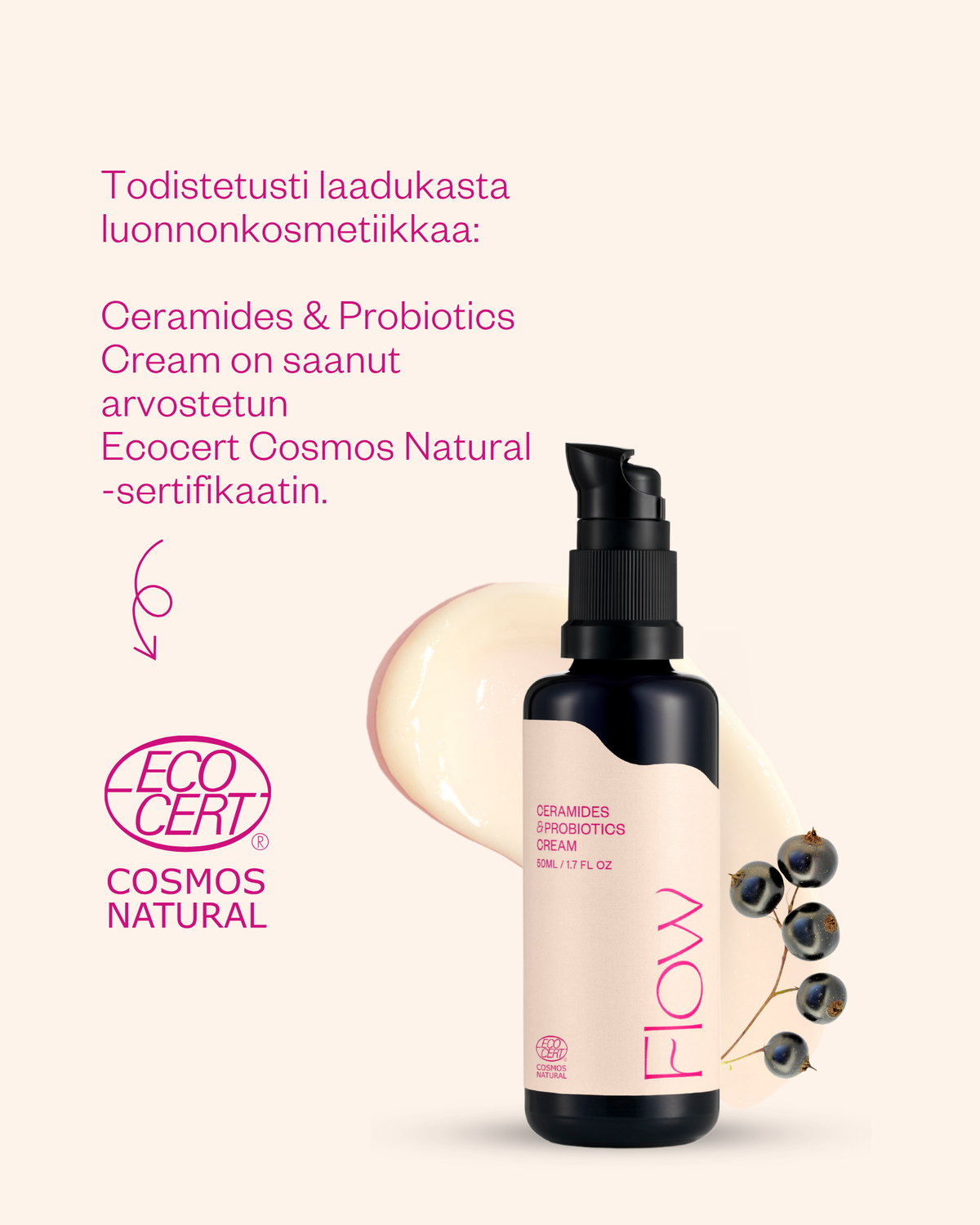 Ceramides & Probiotics Cream - korjaava herkän ihon kasvovoide (hajusteeton)