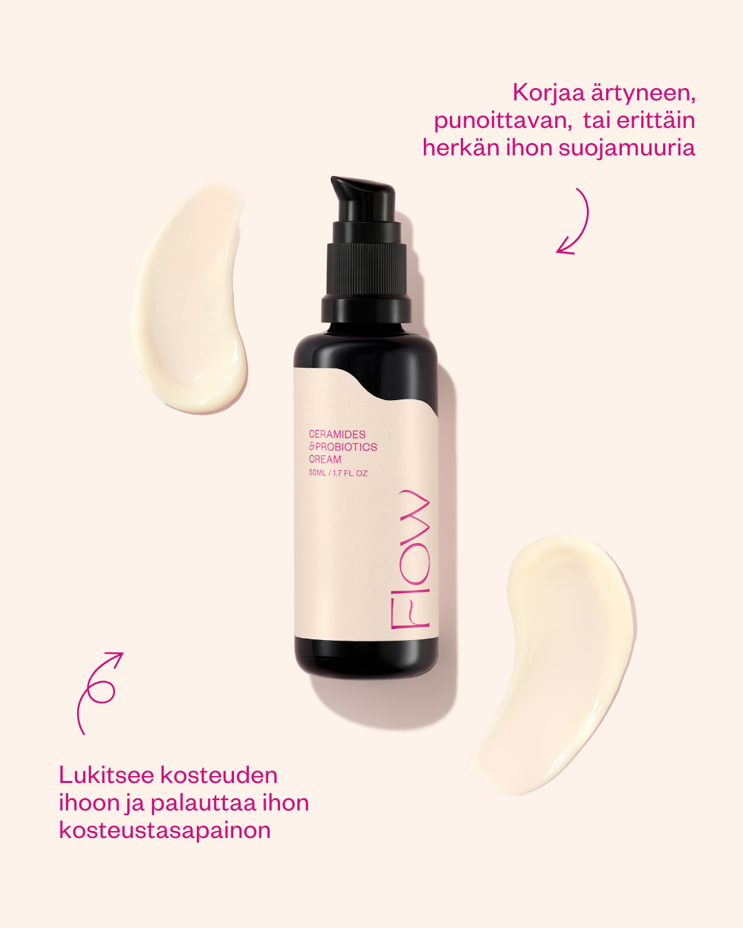 Ceramides & Probiotics Cream - korjaava herkän ihon kasvovoide (hajusteeton)