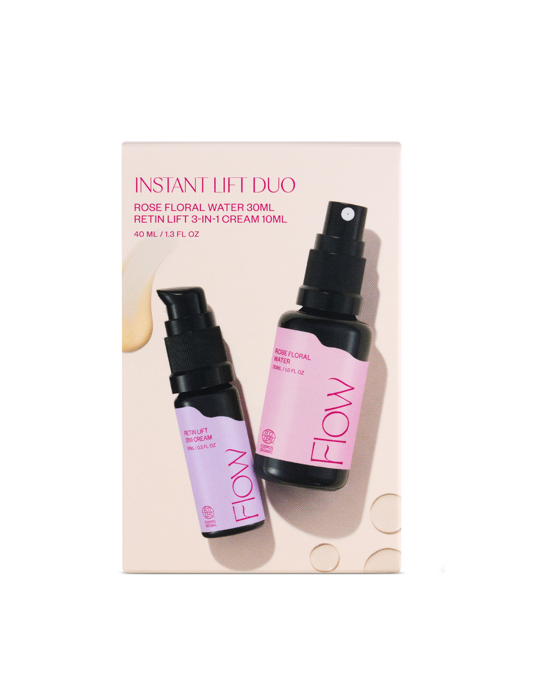 INSTANT LIFT DUO -silottava, rauhoittava ja kosteuttava minisetti ikääntyvälle iholle