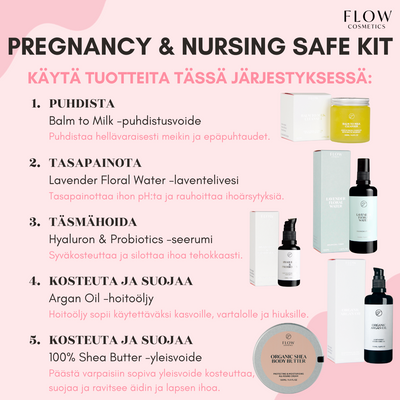 Flow Cosmetics PREGNANCY & NURSING SAFE KIT: Balm to Milk Cleanser + Lavender Floral Water + Argan Oil + Shea Butter + Hyaluron & Probiotics