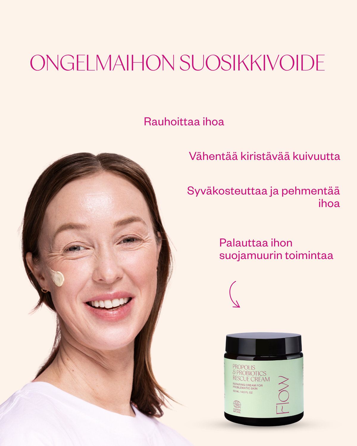 Propolis & Probiotics Rescue Cream erikoisvoide ongelmaiholle