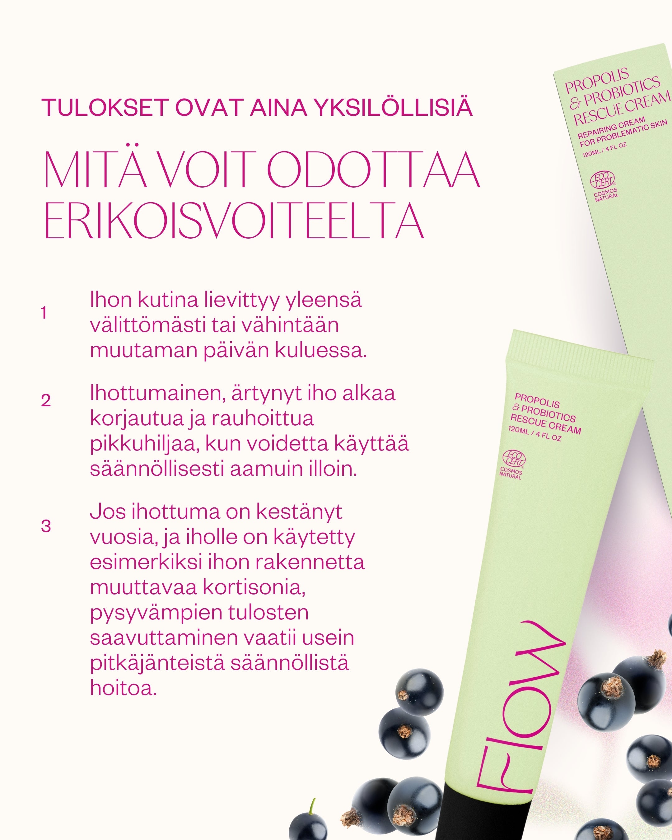 Propolis & Probiotics Rescue Cream erikoisvoide atooppiselle ja ongelmaiholle