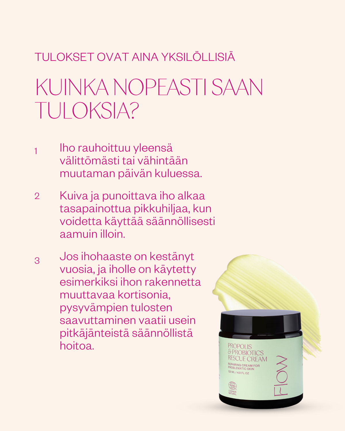 Propolis & Probiotics Rescue Cream erikoisvoide ongelmaiholle