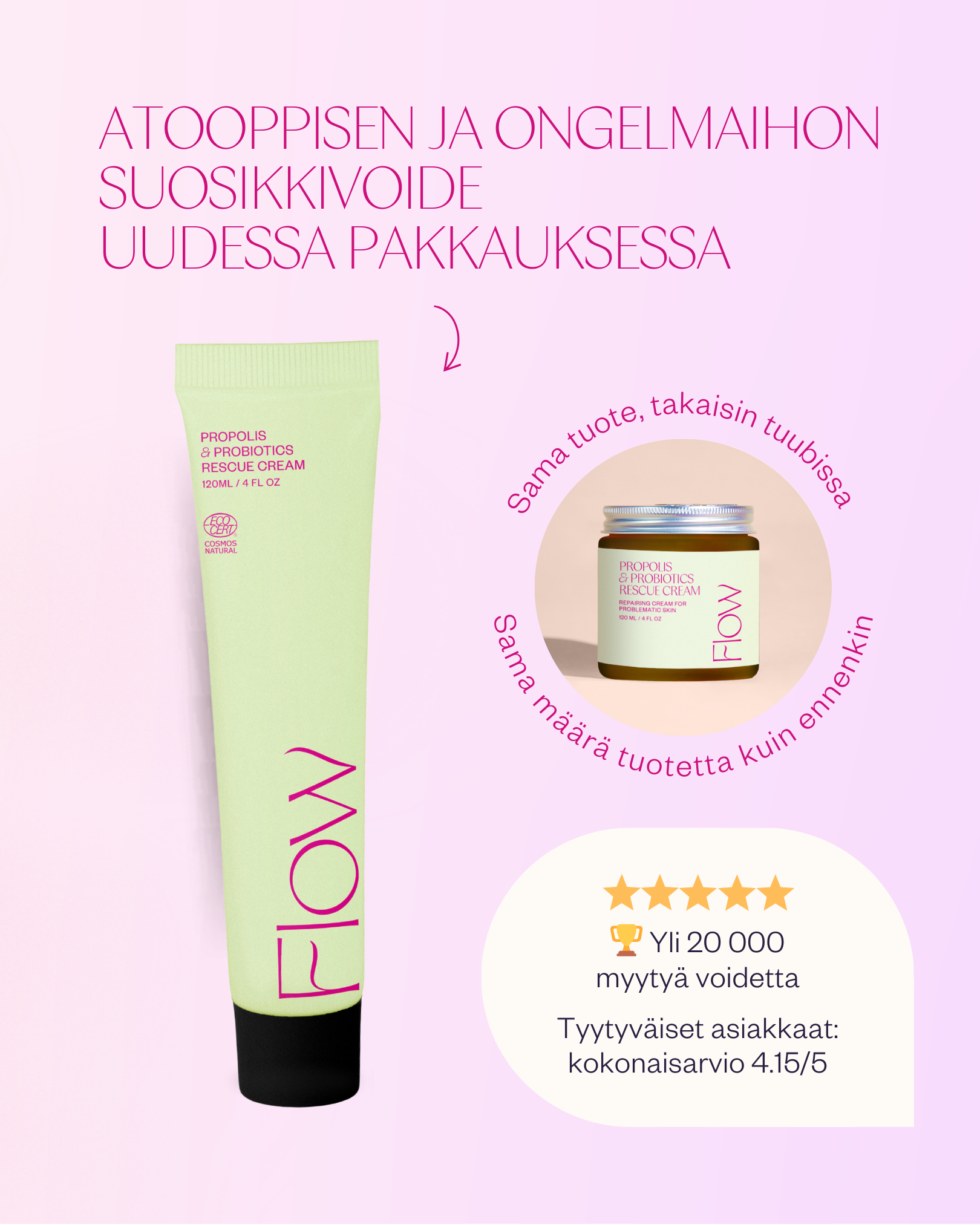 Propolis & Probiotics Rescue Cream erikoisvoide atooppiselle ja ongelmaiholle
