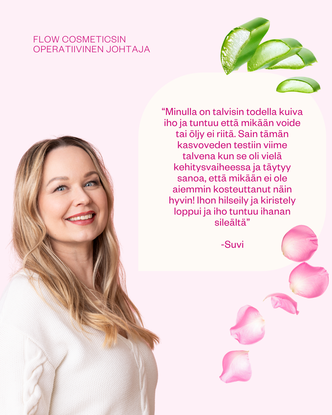Uutta kotimaisessa luonnonkosmetiikassa: Flow Cometics Rose & Aloe Rich Toner -hoitoneste kuivalle iholle