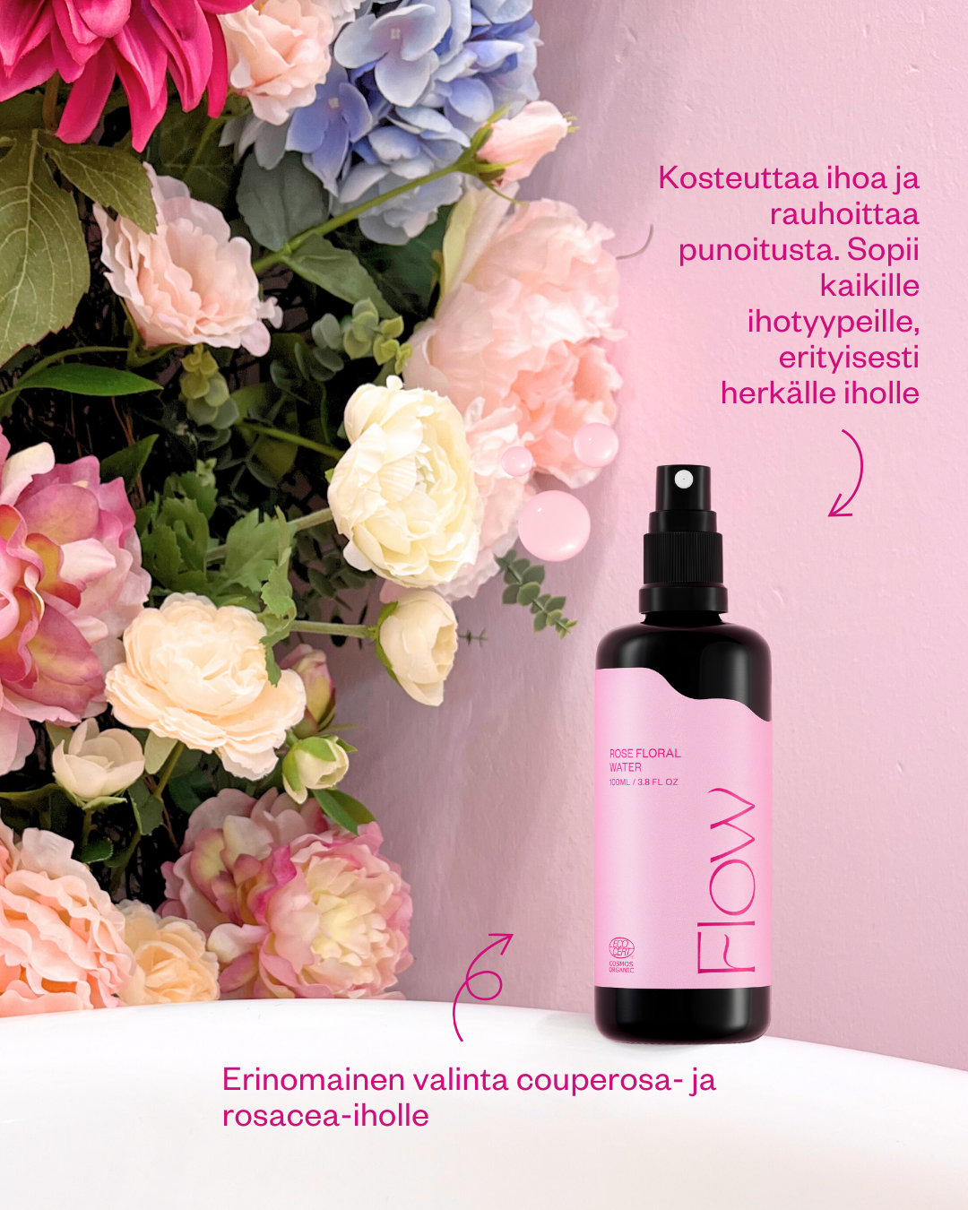 Rose Floral Water- luomu ruusuvesi Cosmos Organic