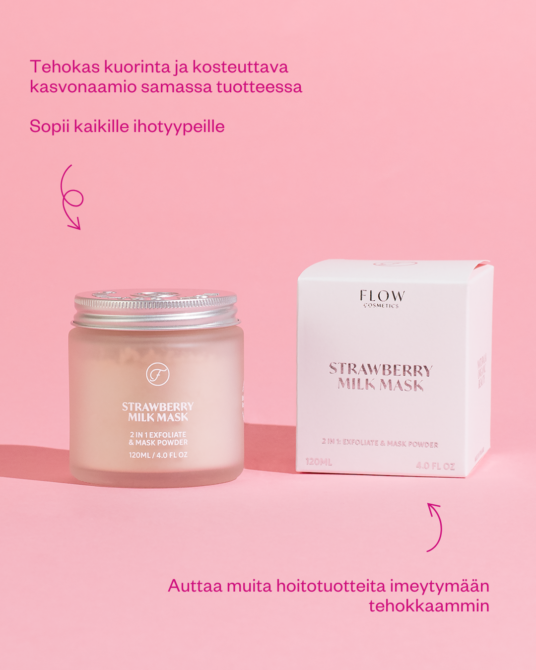 Strawberry Milk Mask -kasvonaamiojauhe kaikille ihotyypeille